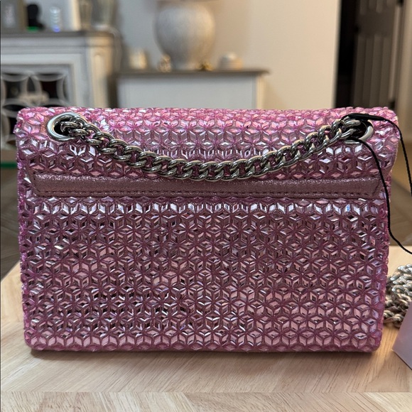 Kurt Geiger London Mini Brixton shoulder bag in pink crystal fabric With Dusty - Picture 3 of 8